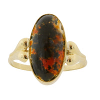 Cabochon moss agate ring in 14 carat gold