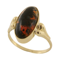 Cabochon moss agate ring in 14 carat gold