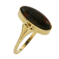 Cabochon moss agate ring in 14 carat gold
