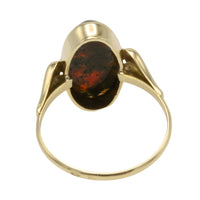 Cabochon moss agate ring in 14 carat gold