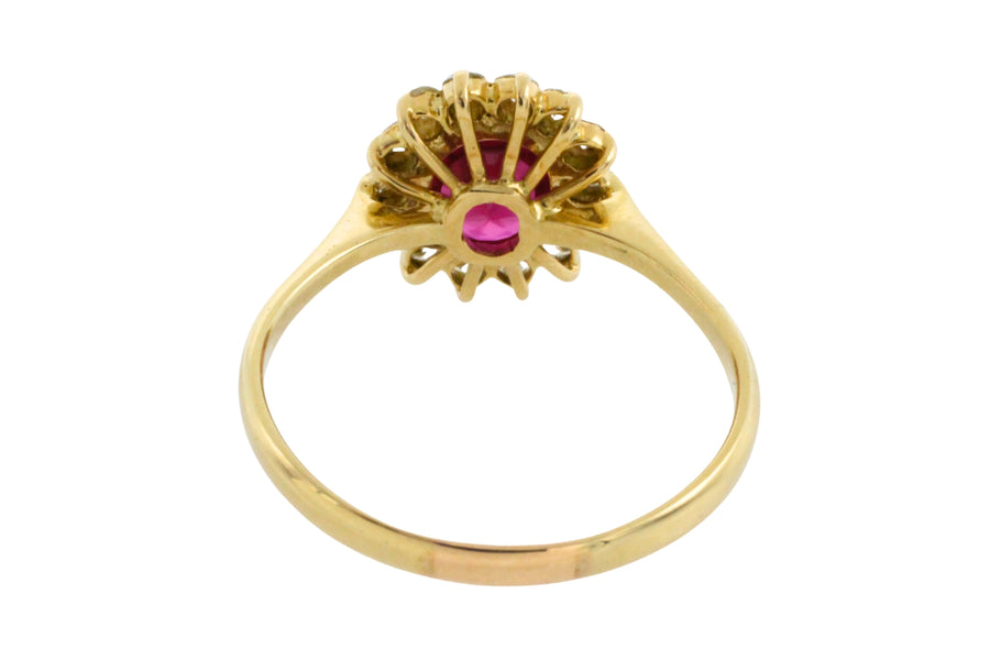 Ruby and diamond ring in 18 carat gold-engagement rings-The Antique Ring Shop