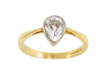 Old pear cut diamond solitaire ring-engagement rings-The Antique Ring Shop