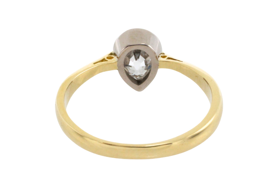 Old pear cut diamond solitaire ring-engagement rings-The Antique Ring Shop