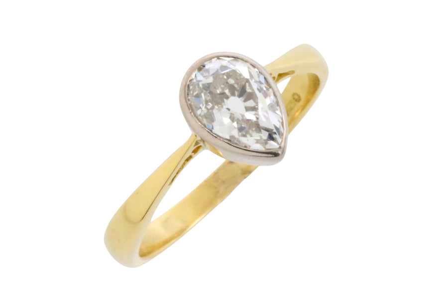 Old pear cut diamond solitaire ring-engagement rings-The Antique Ring Shop