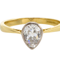 Old pear cut diamond solitaire ring-engagement rings-The Antique Ring Shop