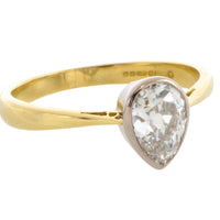 Old pear cut diamond solitaire ring-engagement rings-The Antique Ring Shop