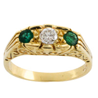 Vintage emerald and diamond ring in 18 carat gold