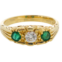 Vintage emerald and diamond ring in 18 carat gold