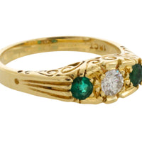 Vintage emerald and diamond ring in 18 carat gold