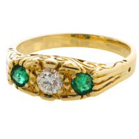 Vintage emerald and diamond ring in 18 carat gold