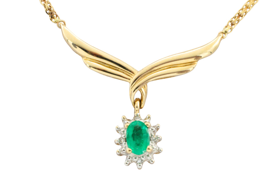 Emerald and diamond collier