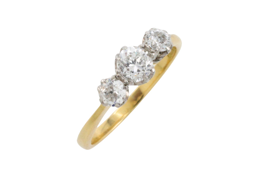 Three stone diamond ring in 18 carat gold