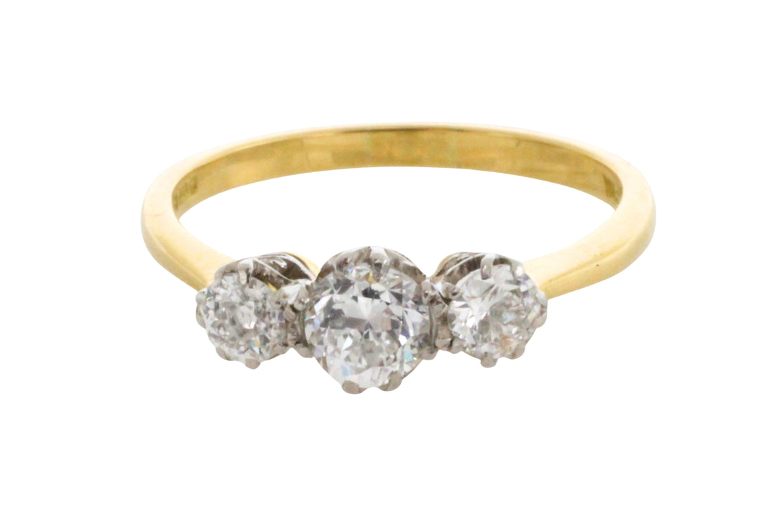 Three stone diamond ring in 18 carat gold