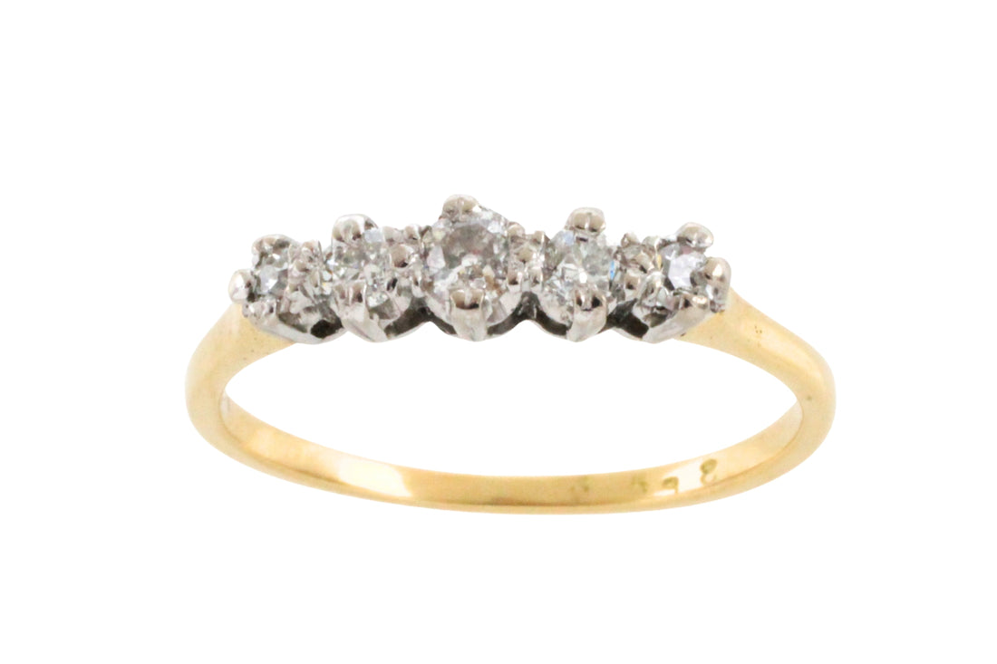 Vintage five stone diamond ring-Vintage Rings-The Antique Ring Shop