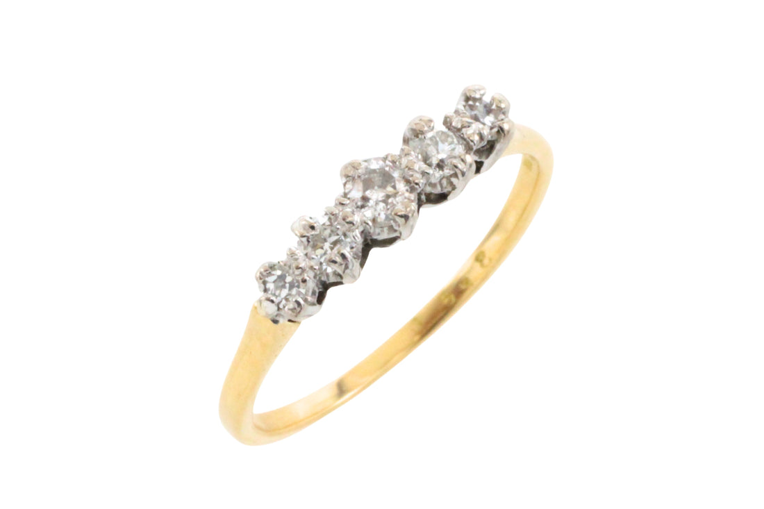 Vintage five stone diamond ring-Vintage Rings-The Antique Ring Shop