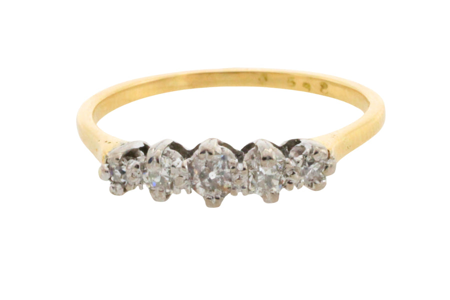 Vintage five stone diamond ring-Vintage Rings-The Antique Ring Shop