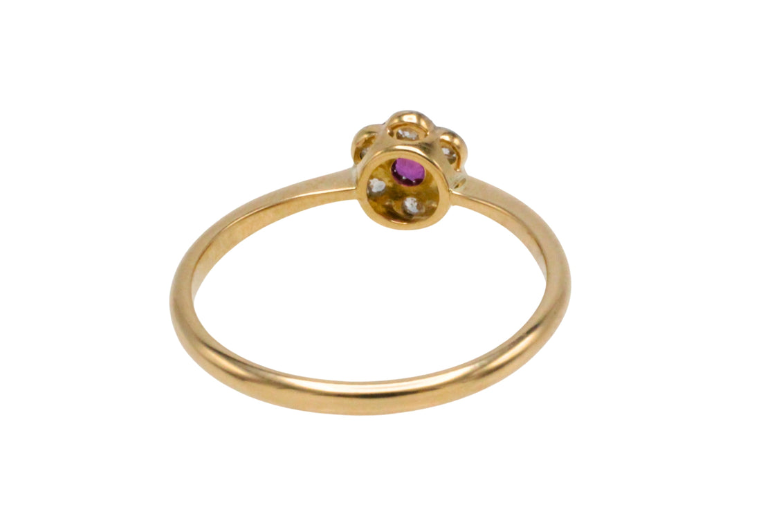 Edwardian old cut diamond and ruby ring in 18 carat gold
