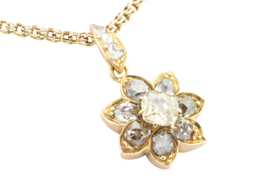 Old mine cut diamond pendant-Pendants-The Antique Ring Shop