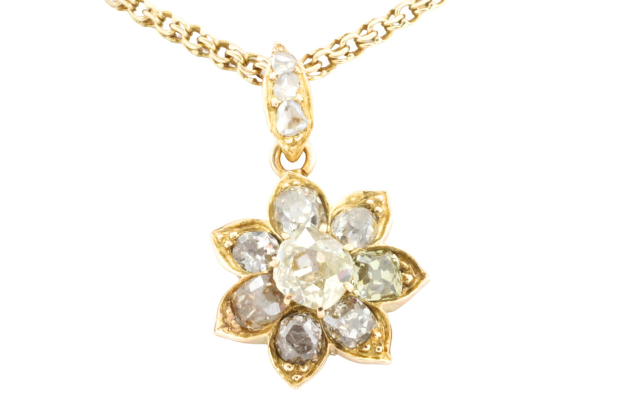 Old mine cut diamond pendant-Pendants-The Antique Ring Shop