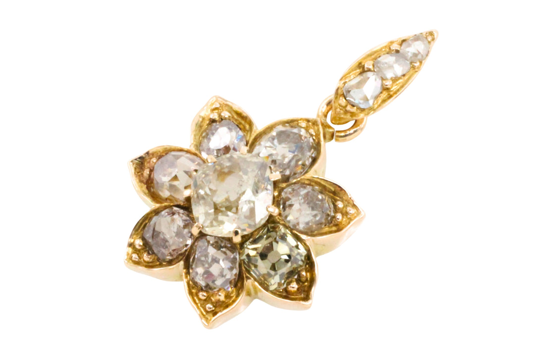 Old mine cut diamond pendant-Pendants-The Antique Ring Shop