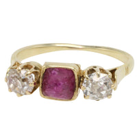 Old cut diamond and cabochon ruby ring-Antique rings-The Antique Ring Shop