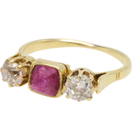 Old cut diamond and cabochon ruby ring-Antique rings-The Antique Ring Shop
