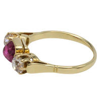 Old cut diamond and cabochon ruby ring-Antique rings-The Antique Ring Shop