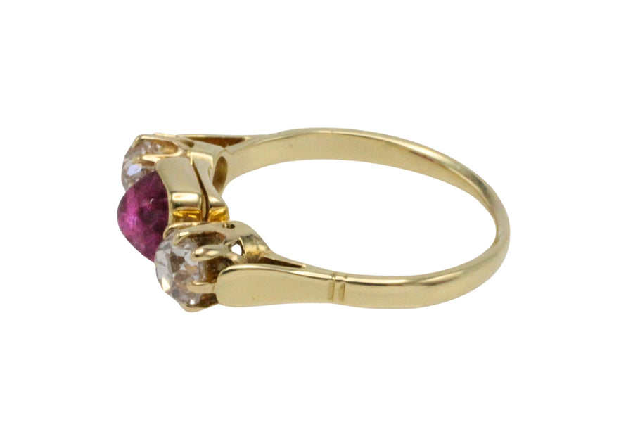 Old cut diamond and cabochon ruby ring-Antique rings-The Antique Ring Shop