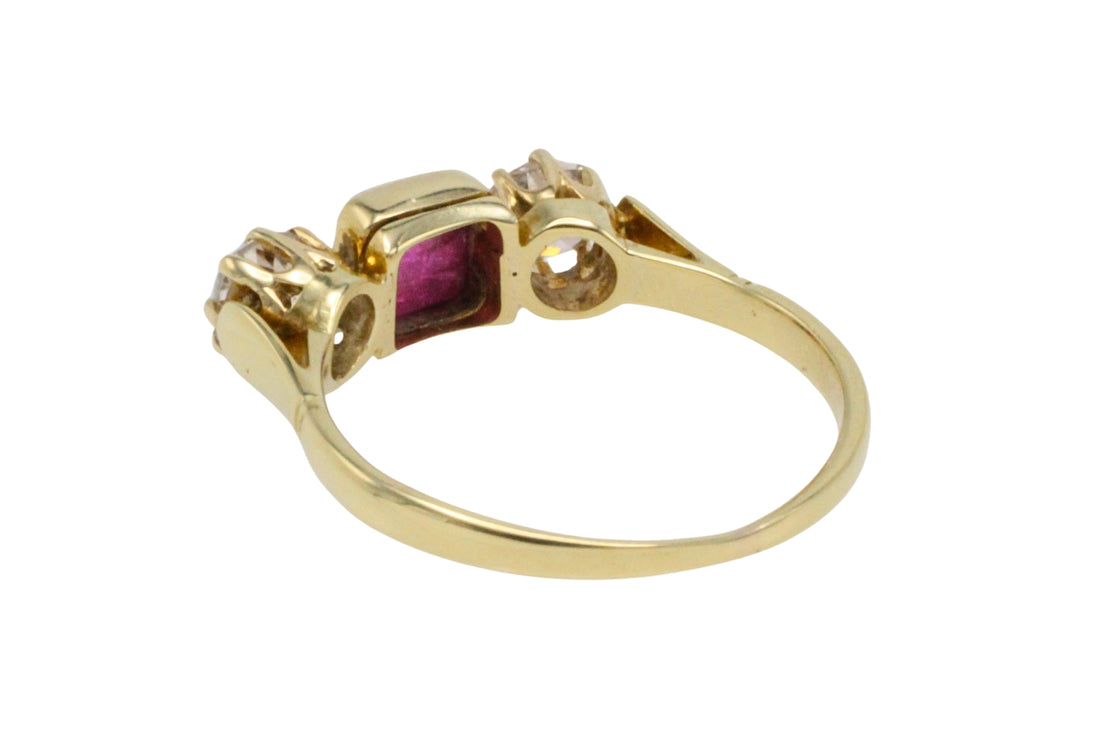 Old cut diamond and cabochon ruby ring-Antique rings-The Antique Ring Shop