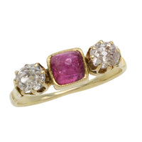 Old cut diamond and cabochon ruby ring-Antique rings-The Antique Ring Shop