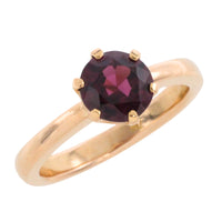 18 carat gold garnet solitaire ring-Vintage Rings-The Antique Ring Shop