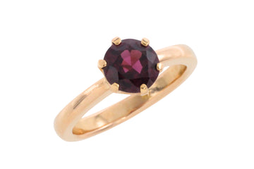 18 carat gold garnet solitaire ring-Vintage Rings-The Antique Ring Shop