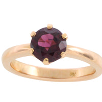 18 carat gold garnet solitaire ring-Vintage Rings-The Antique Ring Shop