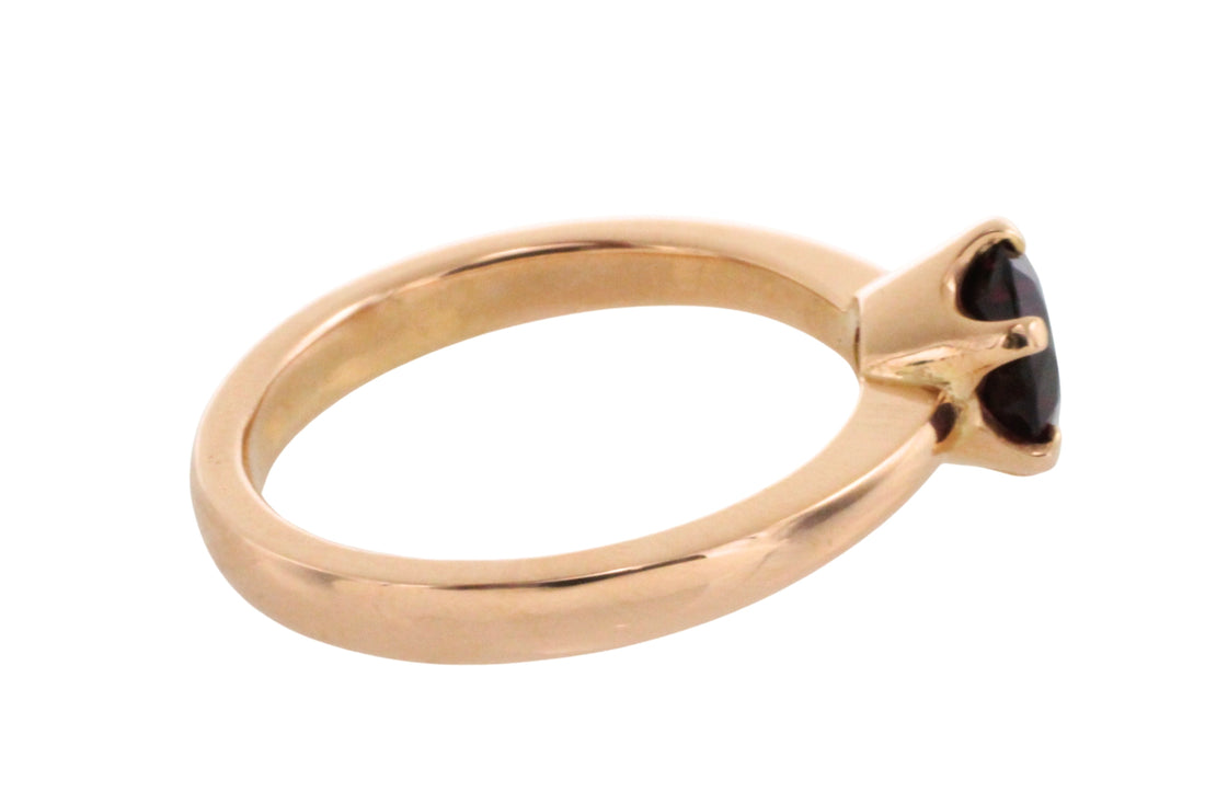 18 carat gold garnet solitaire ring-Vintage Rings-The Antique Ring Shop