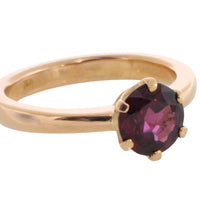 18 carat gold garnet solitaire ring-Vintage Rings-The Antique Ring Shop