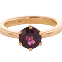 18 carat gold garnet solitaire ring-Vintage Rings-The Antique Ring Shop