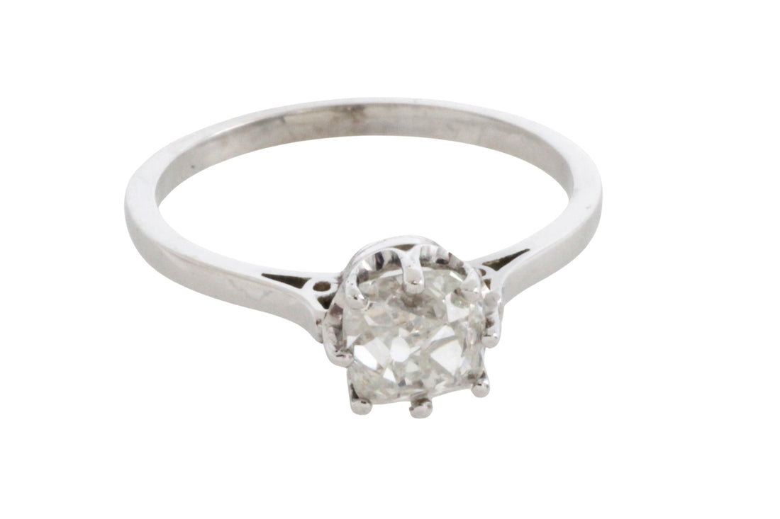 Old mine cut diamond solitaire ring