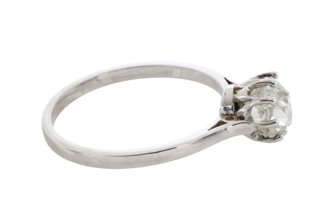Old mine cut diamond solitaire ring