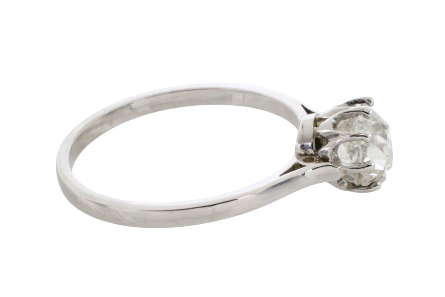 Old mine cut diamond solitaire ring