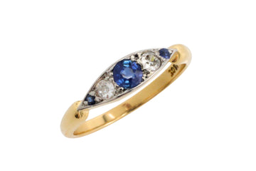 Edwardiaanse ring met saffier en diamant