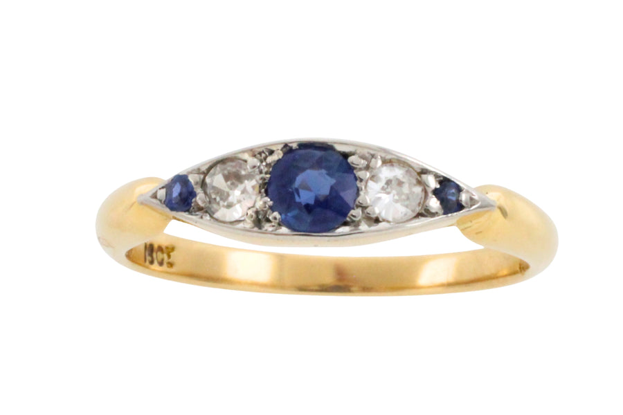 Edwardiaanse ring met saffier en diamant