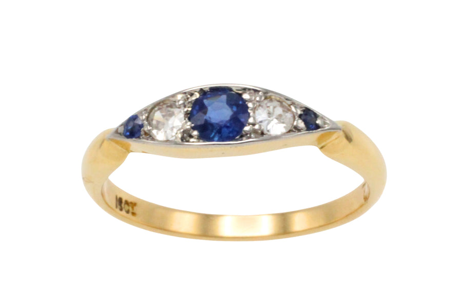 Edwardiaanse ring met saffier en diamant