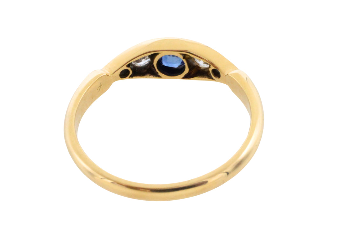 Edwardiaanse ring met saffier en diamant