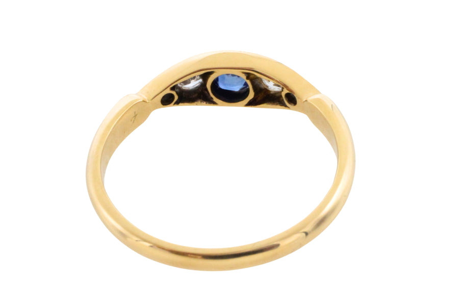 Edwardiaanse ring met saffier en diamant