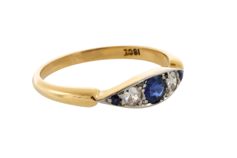 Edwardiaanse ring met saffier en diamant