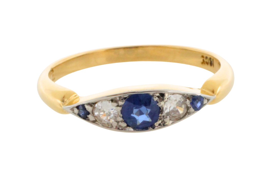 Edwardiaanse ring met saffier en diamant