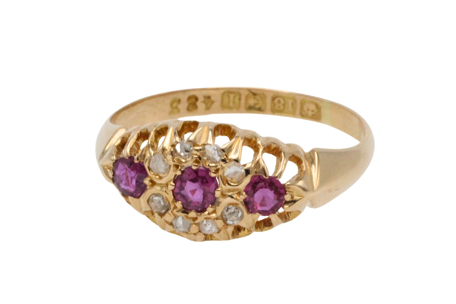 Ruby and rose diamond ring from 1910