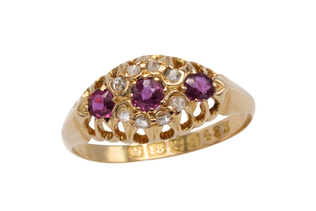 Ruby and rose diamond ring from 1910