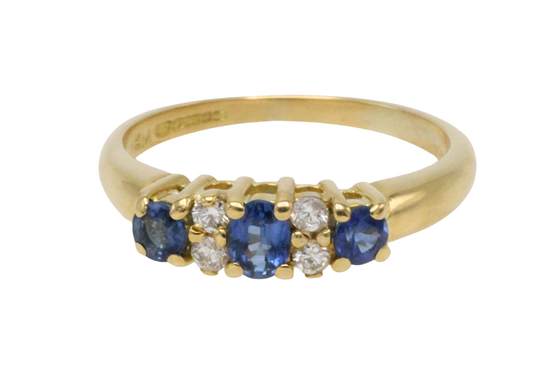 Vintage sapphire and diamond ring in 18 carat gold