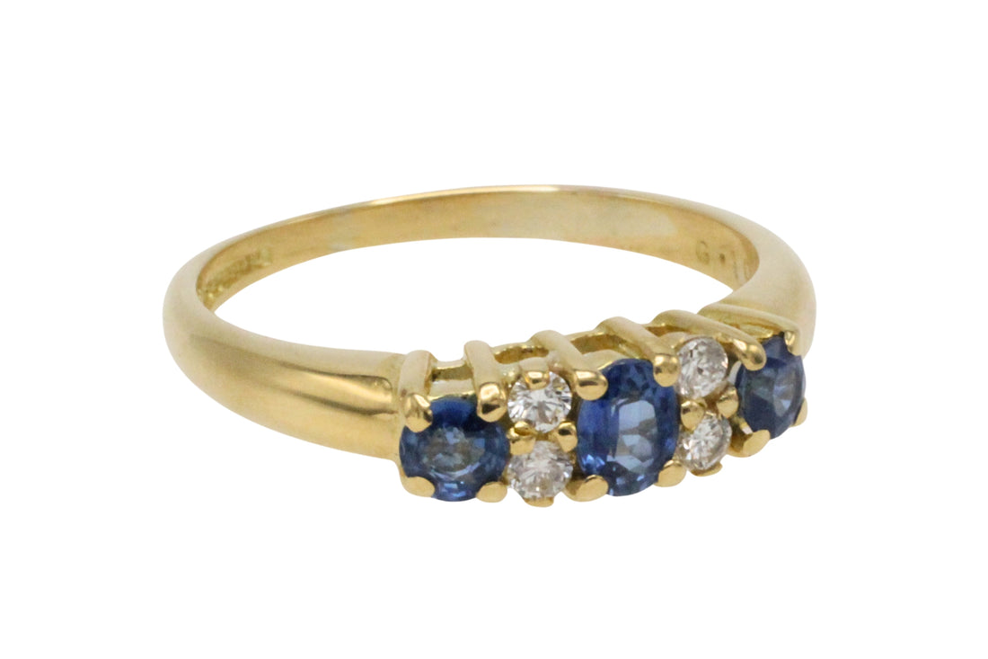 Vintage sapphire and diamond ring in 18 carat gold